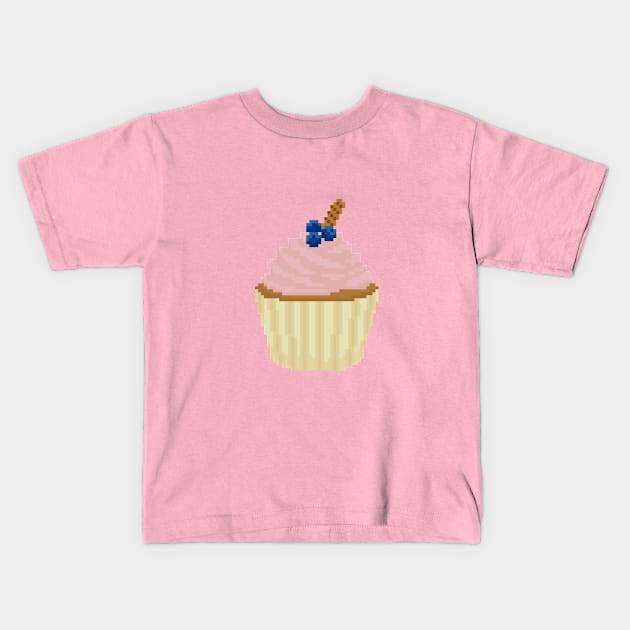 Pink cupcake pixel art Kids T-Shirt by toffany's